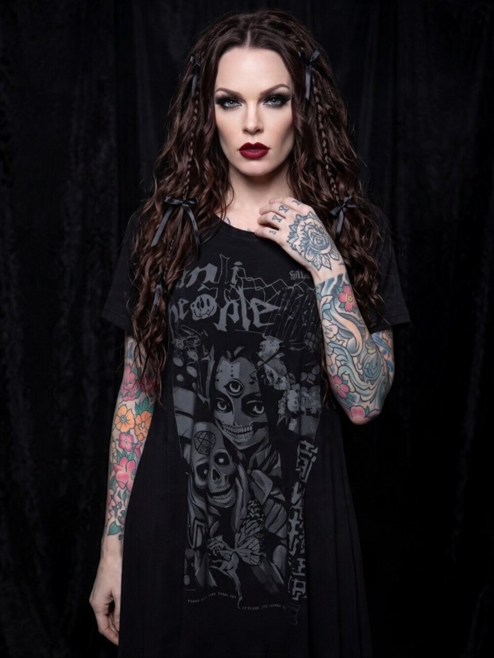 Killstar No Fairytale Anti People Anime Skull Hanky Hem Tunic Dress Black XL NWT